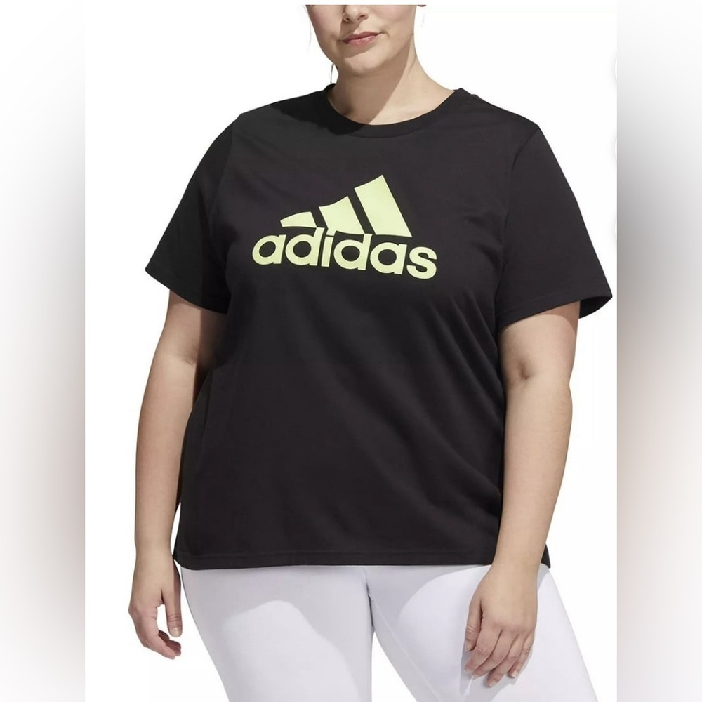 NWT Adidas women’s 1X black graphic amplifier tshirt with lime green adidas logo - Picture 7 of 7